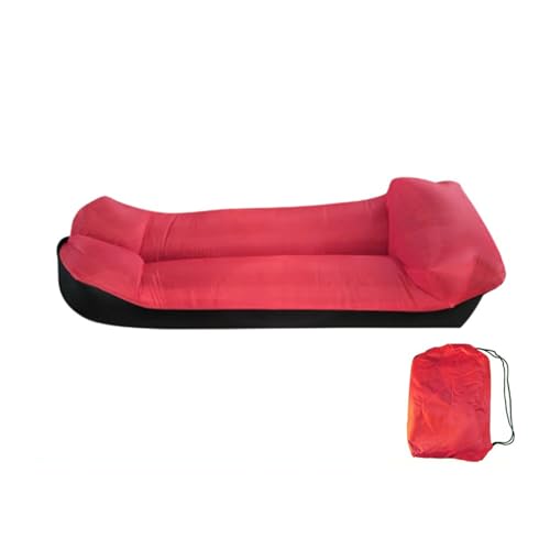Hiseng Aufblasbares Sofa, Tragbares Luftsofa Luftsack Wasserdichtes Air Lounger Aufblasbare Luft Sofa Couch für Outdoor Strand Camping Reisen Park Musikfestivals Bunt (Rot,200x70cm) von Hiseng
