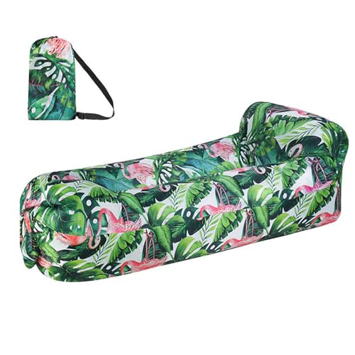 Hiseng Aufblasbares Sofa, Tragbares Luftsofa Luftsack Wasserdichtes Air Lounger Aufblasbare Luft Sofa Couch für Strand Camping Reisen Park Musikfestivals Outdoor (Tropischer Flamingo,220x70cm) von Hiseng