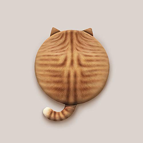 Hiseng Dickes Sitzkissen Tatami Stuhlkissen Runden 3D Katzen Druck Weiches Matratzenkissen Bodenkissen Sitzpolster für Esszimmer/Küche/Terrasse/Stuhl/Outdoor/Bank (Orange gestreift) von Hiseng