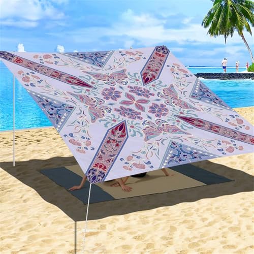 Hiseng Ethnischer Stil Sonnensegel mit Ösen, Sonnensegel Wasserdicht, Polyester Outdoor Markise, Outdoor Wetterfest UV-Schut Markise, Tarp für Terrasse, Hinterhof, Rasen, Garten (Lavendel,1.5x1.5m) von Hiseng