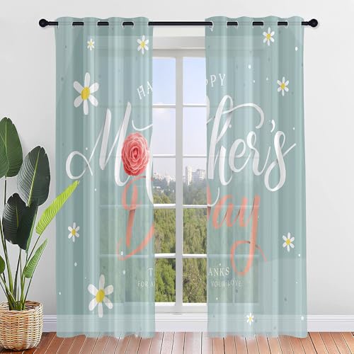 Hiseng Festliche Blumen 3D Halbtransparent Voile Vorhänge mit Ösen Durchsichtig Moderne 2er Set Ösenvorhang für Fenster Wohnzimmer Schlafzimmer Transparent Gardine (Blütenblätter,132x160cm) von Hiseng