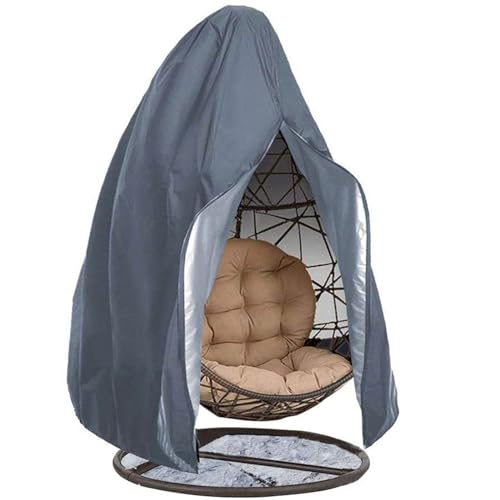 Hiseng Hängesessel Abdeckung, Wasserdicht Abdeckung Hängesessel, Winddicht Schutzhülle für Hängesessel, UV Beständiges Hängesessel Abdeckung Outdoor, mit Reißverschluss (190x115cm,Grau) von Hiseng