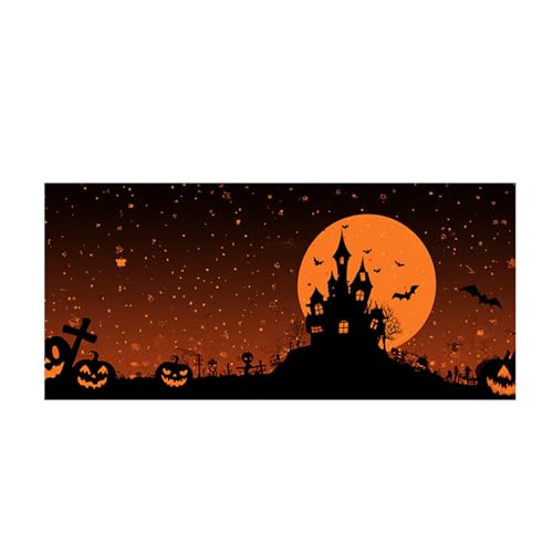 Hiseng Halloween Garagentor Banner, Outdoor Halloween Deko Wandteppich Große Garage Dekorationen, Banner Dekorationen für Gruselige Party (Horrorstil 10,180x400cm) von Hiseng