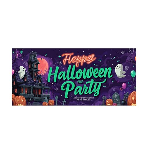 Hiseng Halloween Garagentor Banner, Outdoor Halloween Deko Wandteppich Große Garage Dekorationen, Banner Dekorationen für Gruselige Party (Horrorstil 2,210x240cm) von Hiseng