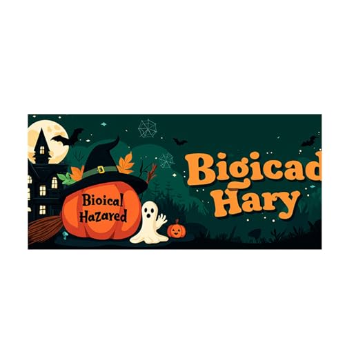 Hiseng Halloween Garagentor Banner, Outdoor Halloween Deko Wandteppich Große Garage Dekorationen, Banner Dekorationen für Gruselige Party (Kürbisgeist 2,180x400cm) von Hiseng