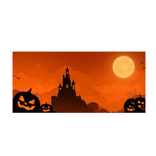 Hiseng Halloween Garagentor Banner, Outdoor Halloween Deko Wandteppich Große Garage Dekorationen, Banner Dekorationen für Gruselige Party (Orange 2,180x400cm) von Hiseng