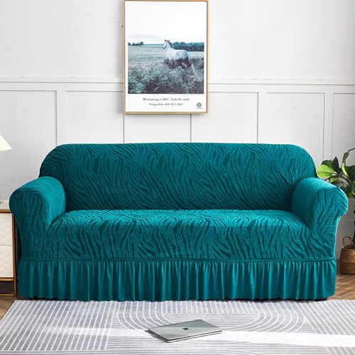 Hiseng Jacquard Schlieren Sofa Überzug, Stretch Sofabezug 1 2 3 4 Sitzer Polyesterfaser Couch Überzug Waschbar Universal Sofa Cover Sofaschoner für Haustiere Und Kind (Türkis,2-Sitzer) von Hiseng