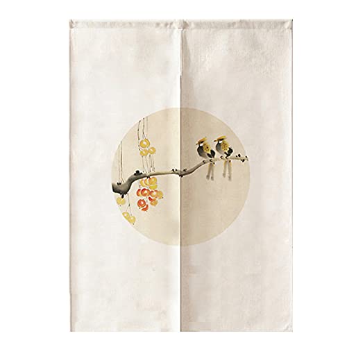 Hiseng Japanischer Gardinen Noren Tür Vorhang, Leinen Partition Türvorhang Restaurant Home Schlafzimmer Vorhang Wand Tapisserie, für die Heimtextilien Raumteiler (Gelber Vogel,70x120cm) von Hiseng