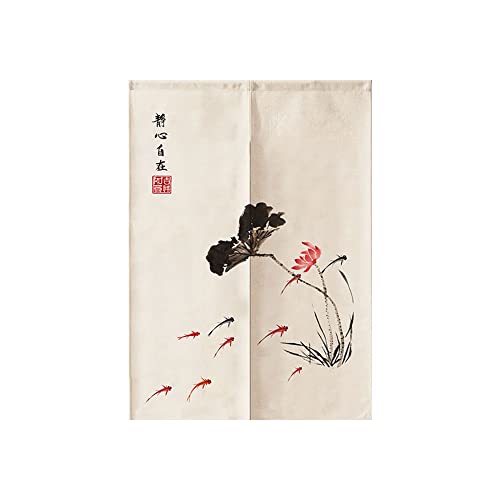 Hiseng Japanischer Gardinen Noren Tür Vorhang, Leinen Partition Türvorhang Restaurant Home Schlafzimmer Vorhang Wand Tapisserie, für die Heimtextilien Raumteiler (Kleiner Fisch,85x90cm) von Hiseng