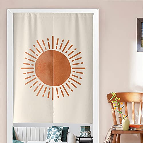 Hiseng Japanischer Gardinen Noren Tür Vorhang, Leinen Partition Türvorhang Restaurant Home Schlafzimmer Vorhang Wand Tapisserie, für die Heimtextilien Raumteiler (Sonne,90x200cm) von Hiseng