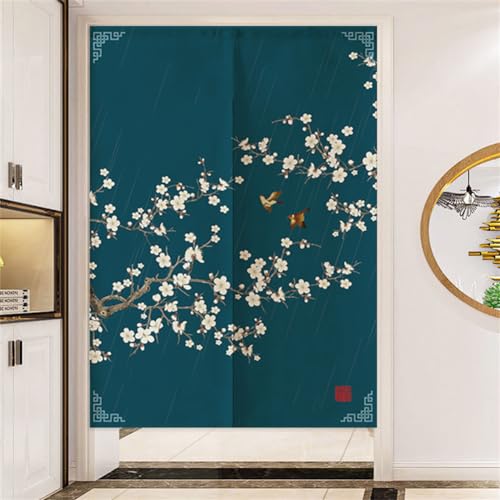 Hiseng Japanischer Gardinen Noren Tür Vorhang, Partition Türvorhang Restaurant Home Schlafzimmer Vorhang Wand Tapisserie, für die Heimtextilien Raumteiler (70x120cm,Regenzeit) von Hiseng