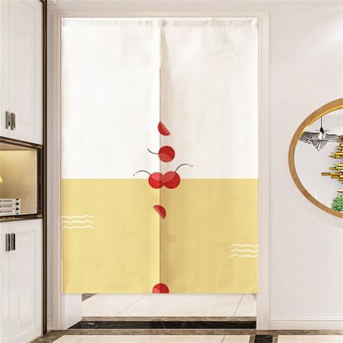 Hiseng Japanischer Gardinen Noren Tür Vorhang, Partition Türvorhang Restaurant Home Schlafzimmer Vorhang Wand Tapisserie, für die Heimtextilien Raumteiler (70x120cm,rote Kirsche) von Hiseng