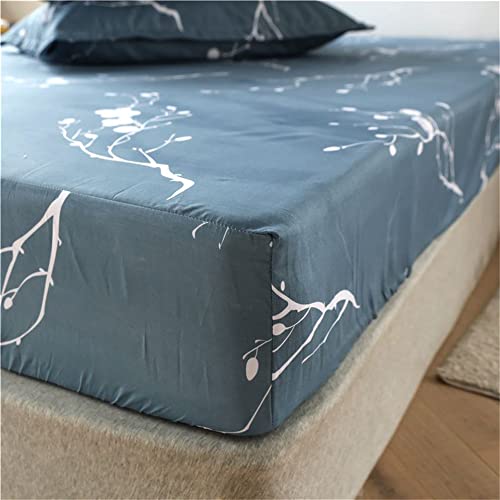 Hiseng Jersey Spannbettlaken, Weiches Microfaser Spannbetttuch Leintuch, bis 30cm Matratzenhöhe, Elastisches Matratzenschoner für Boxspringbett & Wasserbett (2 x Kissenbezüge,Blau) von Hiseng