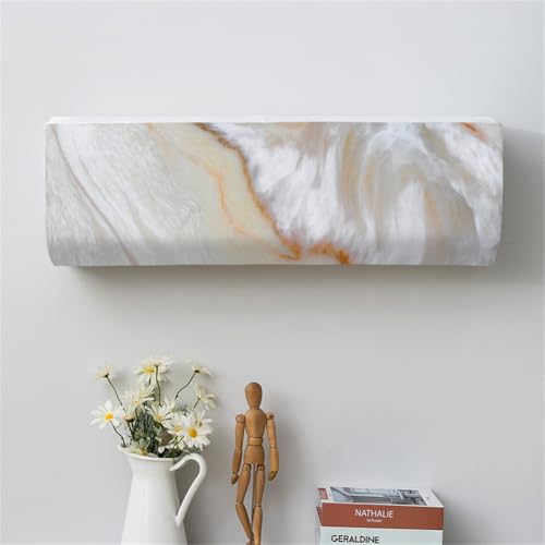 Hiseng Klimaanlage Staubdicht Abdeckung, Indoor Wandklimaanlage Staubschutzhülle Elastisches All-Inclusive Abdeckung Staubdicht Klimaanlagenabdeckung Waschbar (86 * 23 * 30(2P),Grauer Marmor) von Hiseng