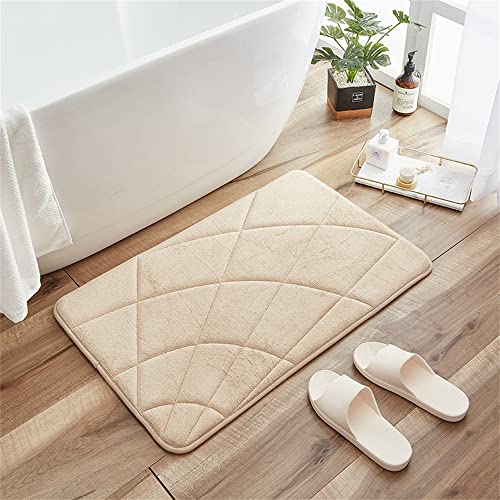 Hiseng Memory Foam Matte, Anti-Rutsch Badematte, Weiche Super Wasserabsorbierende Einfarbig Waschbar FußMatte Memoryschaum Badeteppiche, Leicht Zu Reinigen Badvorleger (40 * 60cm,Beige) von Hiseng