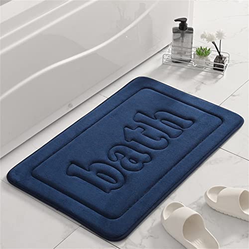 Hiseng Memory Foam Matte, Anti-Rutsch Badematte, Weiche Super Wasserabsorbierende Waschbar FußMatte Memoryschaum Badeteppiche, Einfarbig Leicht Zu Reinigen Badvorleger (40 * 60cm,Navy blau) von Hiseng