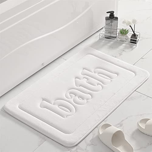 Hiseng Memory Foam Matte, Anti-Rutsch Badematte, Weiche Super Wasserabsorbierende Waschbar FußMatte Memoryschaum Badeteppiche, Einfarbig Leicht Zu Reinigen Badvorleger (40 * 60cm,Weiss) von Hiseng