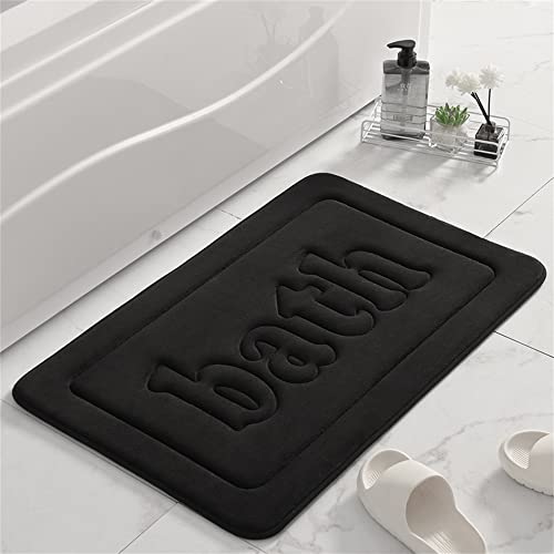 Hiseng Memory Foam Matte, Anti-Rutsch Badematte, Weiche Super Wasserabsorbierende Waschbar FußMatte Memoryschaum Badeteppiche, Einfarbig Leicht Zu Reinigen Badvorleger (50 * 80cm,Schwarz) von Hiseng