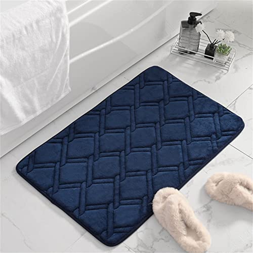 Hiseng Memory Foam Matte, Anti-Rutsch Memoryschaum Badematte, Super Wasserabsorbierende FußMatte Waschbar Badeteppiche, Weiche Leicht Zu Reinigen Badvorleger (40 * 60cm,Dunkelblau) von Hiseng