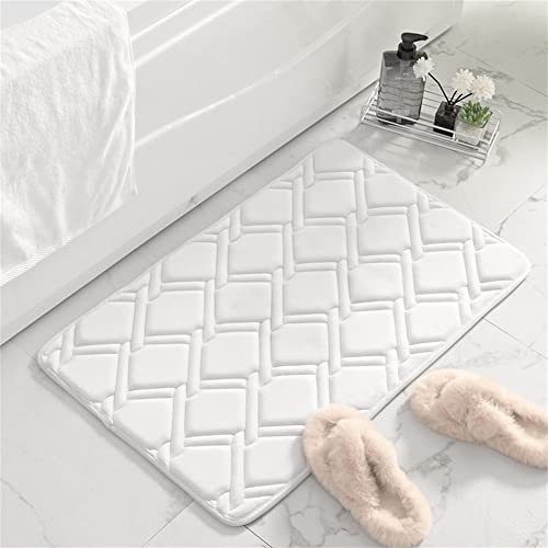 Hiseng Memory Foam Matte, Anti-Rutsch Memoryschaum Badematte, Super Wasserabsorbierende FußMatte Waschbar Badeteppiche, Weiche Leicht Zu Reinigen Badvorleger (50 * 80cm,Weiss) von Hiseng