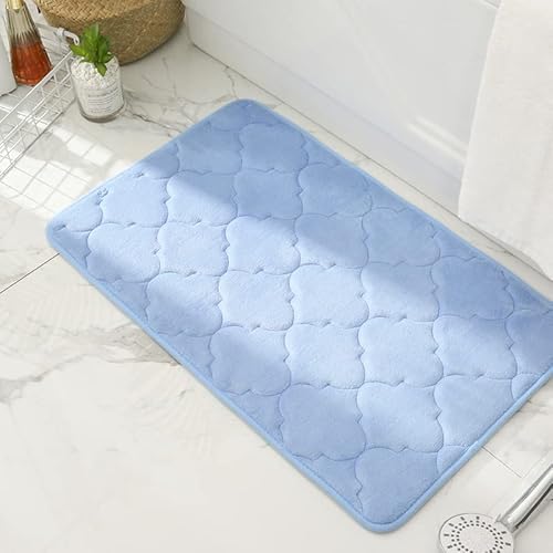 Hiseng Memory Foam Matte, Waschbar Anti-Rutsch Badematte, Super Wasserabsorbierende FußMatte Memoryschaum Badeteppiche, Weiche Leicht Zu Reinigen Badvorleger (50 * 80cm,Hellblau) von Hiseng