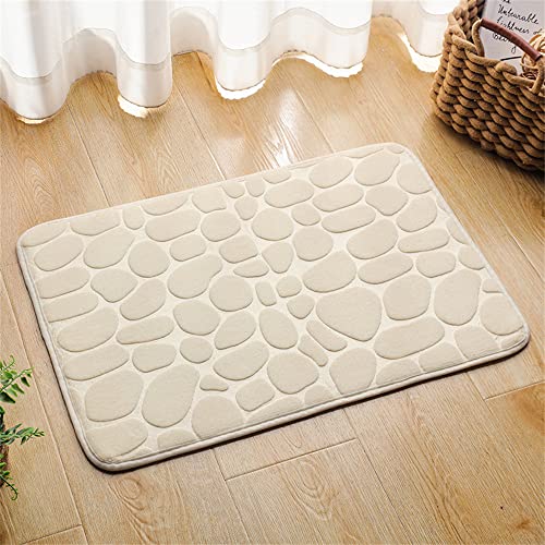 Hiseng Memory Foam Matte, Waschbar Anti-Rutsch Badematte, Super Wasserabsorbierende Weiche FußMatte Memoryschaum Badeteppiche, Leicht Zu Reinigen Badvorleger (40 * 60cm,Beige) von Hiseng