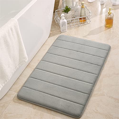 Hiseng Memory Foam Matte, Waschbar Anti-Rutsch Badematte, Super Wasserabsorbierende Weiche FußMatte Memoryschaum Badeteppiche, Leicht Zu Reinigen Badvorleger (40x60CM,Grau) von Hiseng