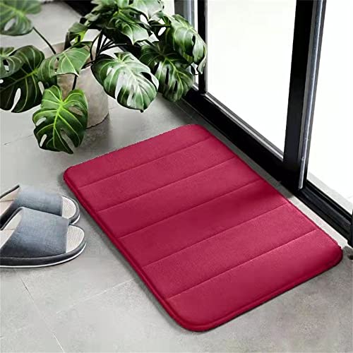 Hiseng Memory Foam Matte, Waschbar Anti-Rutsch Badematte, Super Wasserabsorbierende Weiche FußMatte Memoryschaum Badeteppiche, Leicht Zu Reinigen Badvorleger (40x60cm,-Rot -) von Hiseng