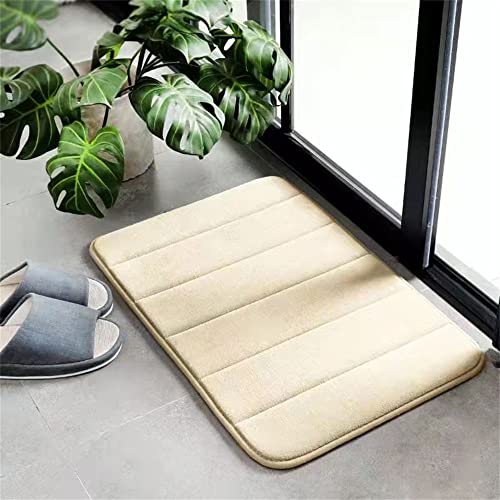 Hiseng Memory Foam Matte, Waschbar Anti-Rutsch Badematte, Super Wasserabsorbierende Weiche FußMatte Memoryschaum Badeteppiche, Leicht Zu Reinigen Badvorleger (40x60cm,-beige -) von Hiseng