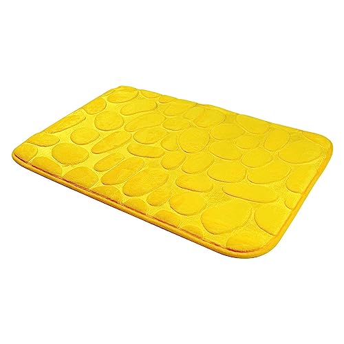 Hiseng Memory Foam Matte, Waschbar Anti-Rutsch Badematte, Super Wasserabsorbierende Weiche FußMatte Memoryschaum Badeteppiche, Leicht Zu Reinigen Badvorleger (40x60cm,3D Gelb) von Hiseng