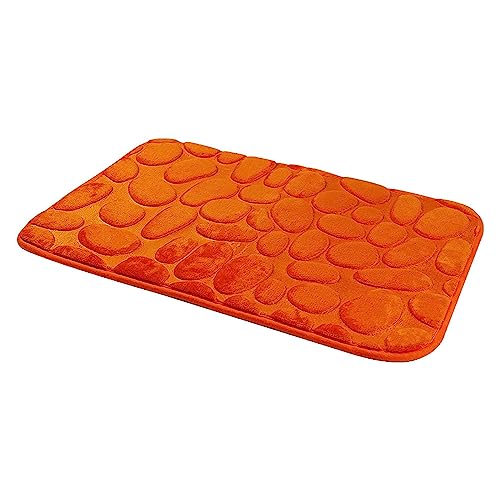 Hiseng Memory Foam Matte, Waschbar Anti-Rutsch Badematte, Super Wasserabsorbierende Weiche FußMatte Memoryschaum Badeteppiche, Leicht Zu Reinigen Badvorleger (40x60cm,3D Orange) von Hiseng