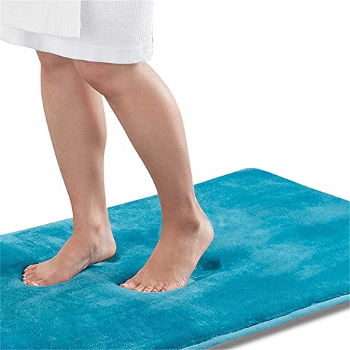 Hiseng Memory Foam Matte, Waschbar Anti-Rutsch Badematte, Super Wasserabsorbierende Weiche FußMatte Memoryschaum Badeteppiche, Leicht Zu Reinigen Badvorleger (45x60cm,Pfauenblau) von Hiseng