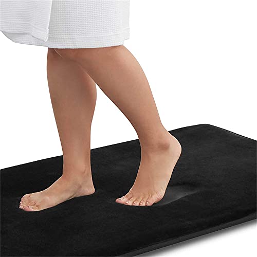 Hiseng Memory Foam Matte, Waschbar Anti-Rutsch Badematte, Super Wasserabsorbierende Weiche FußMatte Memoryschaum Badeteppiche, Leicht Zu Reinigen Badvorleger (45x60cm,Schwarz) von Hiseng