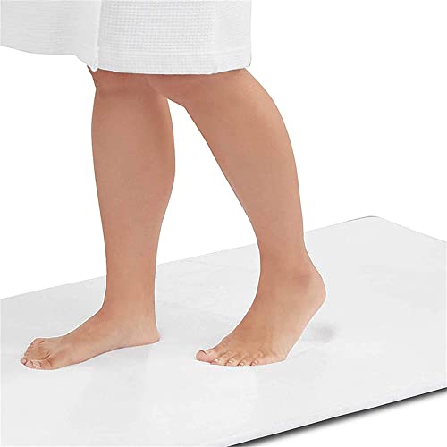 Hiseng Memory Foam Matte, Waschbar Anti-Rutsch Badematte, Super Wasserabsorbierende Weiche FußMatte Memoryschaum Badeteppiche, Leicht Zu Reinigen Badvorleger (45x60cm,Weiß) von Hiseng