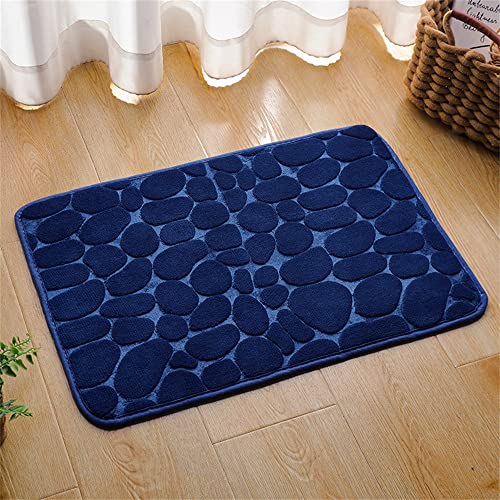 Hiseng Memory Foam Matte, Waschbar Anti-Rutsch Badematte, Super Wasserabsorbierende Weiche FußMatte Memoryschaum Badeteppiche, Leicht Zu Reinigen Badvorleger (50 * 80cm,Dunkelblau) von Hiseng