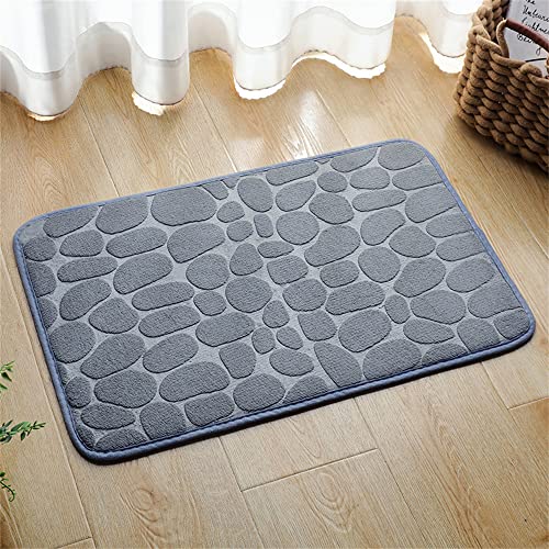 Hiseng Memory Foam Matte, Waschbar Anti-Rutsch Badematte, Super Wasserabsorbierende Weiche FußMatte Memoryschaum Badeteppiche, Leicht Zu Reinigen Badvorleger (50 * 80cm,Grau) von Hiseng