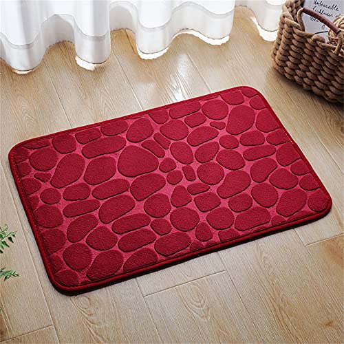 Hiseng Memory Foam Matte, Waschbar Anti-Rutsch Badematte, Super Wasserabsorbierende Weiche FußMatte Memoryschaum Badeteppiche, Leicht Zu Reinigen Badvorleger (50 * 80cm,Rot) von Hiseng