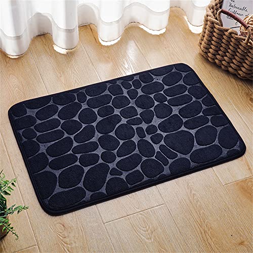 Hiseng Memory Foam Matte, Waschbar Anti-Rutsch Badematte, Super Wasserabsorbierende Weiche FußMatte Memoryschaum Badeteppiche, Leicht Zu Reinigen Badvorleger (50 * 80cm,Schwarz) von Hiseng