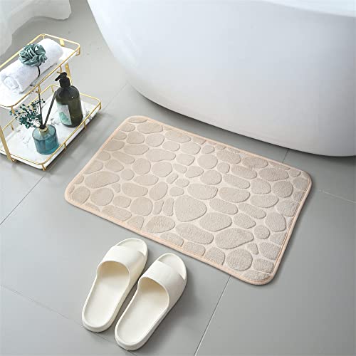 Hiseng Memory Foam Matte, Waschbar Anti-Rutsch Badematte, Super Wasserabsorbierende Weiche FußMatte Memoryschaum Badeteppiche, Leicht Zu Reinigen Badvorleger (50x80cm,-Kamel) von Hiseng