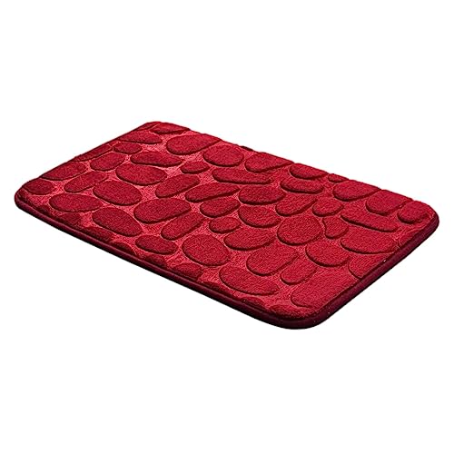 Hiseng Memory Foam Matte, Waschbar Anti-Rutsch Badematte, Super Wasserabsorbierende Weiche FußMatte Memoryschaum Badeteppiche, Leicht Zu Reinigen Badvorleger (50x80cm,3D Dunkelrot) von Hiseng