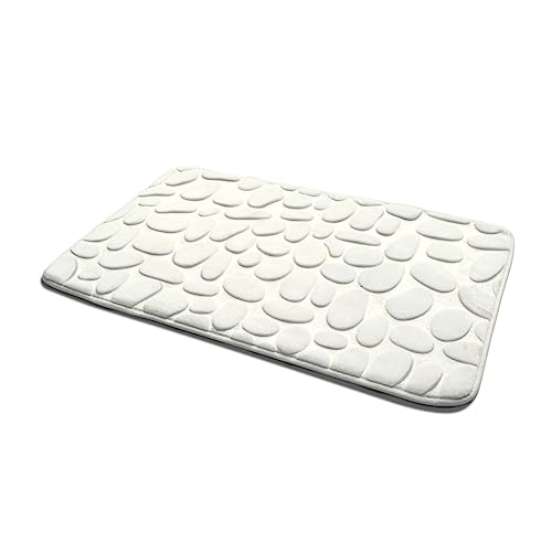 Hiseng Memory Foam Matte, Waschbar Anti-Rutsch Badematte, Super Wasserabsorbierende Weiche FußMatte Memoryschaum Badeteppiche, Leicht Zu Reinigen Badvorleger (50x80cm,3D Weiß) von Hiseng