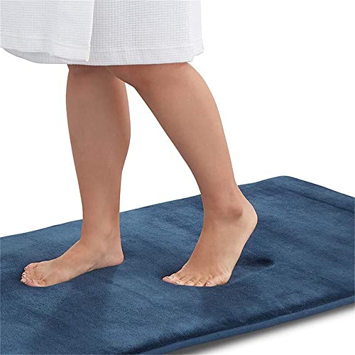 Hiseng Memory Foam Matte, Waschbar Anti-Rutsch Badematte, Super Wasserabsorbierende Weiche FußMatte Memoryschaum Badeteppiche, Leicht Zu Reinigen Badvorleger (50x80cm,Dunkelblau) von Hiseng