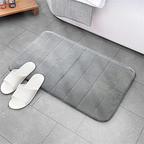 Hiseng Memory Foam Matte, Waschbar Anti-Rutsch Badematte, Super Wasserabsorbierende Weiche FußMatte Memoryschaum Badeteppiche, Leicht Zu Reinigen Badvorleger (60 * 90cm,Hellgrau) von Hiseng