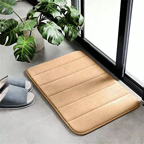 Hiseng Memory Foam Matte, Waschbar Anti-Rutsch Badematte, Super Wasserabsorbierende Weiche FußMatte Memoryschaum Badeteppiche, Leicht Zu Reinigen Badvorleger (60x90cm,-Khaki-) von Hiseng