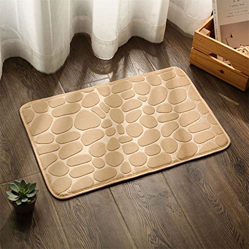 Hiseng Memory Foam Matte, Waschbar Anti-Rutsch Badematte, Super Wasserabsorbierende Weiche FußMatte Memoryschaum Badeteppiche, Leicht Zu Reinigen Badvorleger (60x90cm,Kamel) von Hiseng