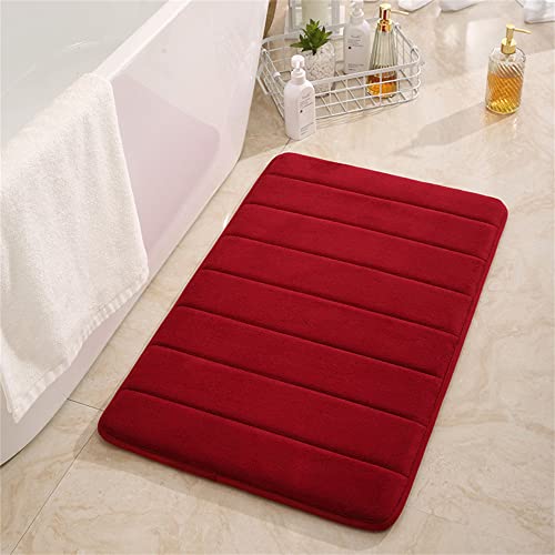 Hiseng Memory Foam Matte, Waschbar Anti-Rutsch Badematte, Super Wasserabsorbierende Weiche FußMatte Memoryschaum Badeteppiche, Leicht Zu Reinigen Badvorleger (80x120CM,Burgunderrot) von Hiseng