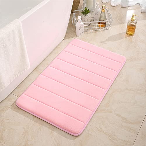 Hiseng Memory Foam Matte, Waschbar Anti-Rutsch Badematte, Super Wasserabsorbierende Weiche FußMatte Memoryschaum Badeteppiche, Leicht Zu Reinigen Badvorleger (80x120CM,Rosa) von Hiseng
