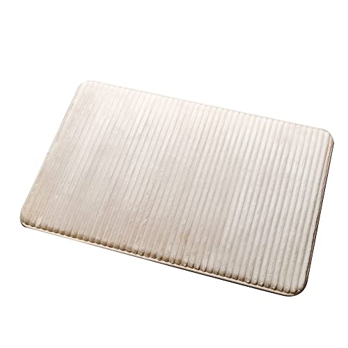 Hiseng Memory Foam Matte, Weiche Anti-Rutsch Badematte, Super Wasserabsorbierende Einfarbig Waschbar FußMatte Memoryschaum Badeteppiche, Leicht Zu Reinigen Badvorleger (50 * 80cm,Streifen-Beige) von Hiseng