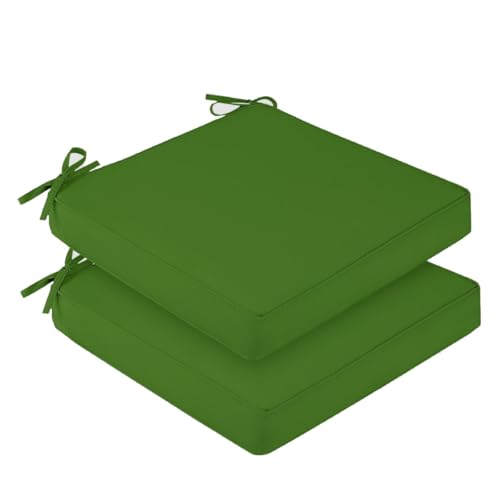 Hiseng Outdoor Sitzkissenbezug 2er Set Wasserdicht Volltonfarbe Terrasse Gartenpolster Ersatzbezug mit Reißverschluss, Wetterfest Sofabezug für Terrassenstuhl, Gartenmöbel (Grün,45x45x10cm) von Hiseng