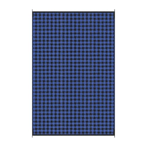 Hiseng Outdoor Teppich Wetterfest, Plaid Druck, Stroh Outdoorteppich, Balkon Camping Teppich, Wasserfest Terrasse Matte, UV-bestandig Faltbar Rug Carpet für Garten Picknick (Blau Plaid,150 * 240cm) von Hiseng